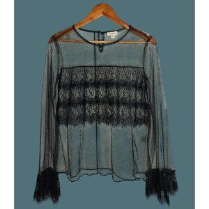 POL Sheer Lace Sexy Delicate Witchy Goth Blouse Women Small Relaxed Fit